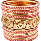 Pink Bracelet Bangle Stackable Metal Casting Painted 2 3 4 Inch Width 13132-1823GDPNK