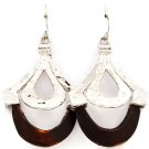 Black Earring Fish Hook Wood Tear Drop Metal Casting 2 Inch Drop 1995-99092RDBLK