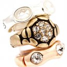 Clear Ring Adjustable Stretch Three Rings Crystal Studs Oval Acrylic Stones Metal  2101518-0450THCLR