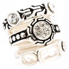 Clear Ring Adjustable Stretch Three Rings Crystal Studs Acrylic Stones Metal Casti 2101518-0452ASCLR