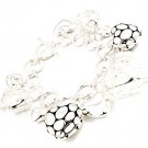 Silver Colored Bracelet Toggle Metal Casting Heart Texture 7 Inch Long 210152-00703SVSIV