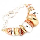 Multi Colored Bracelet Toggle Stretch Mixed Bead Metal Casting Rondelle 6 Inch Lon 210152-03184THMLT