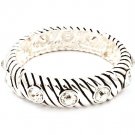 Clear Bracelet Stretch Crystal Studs Metal Casting Texture 17 Mm Width 210152-03276ASCLR