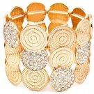 Clear Bracelet Bangle Stretch Metal Casting Crystal Studs 2 Inch Width 25182-3055GDCLR