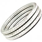 Silver Colored Bracelet Bangle Stackable Matte Finish Texture Angled Edges 20 Mm Wi 32227-03781SVSIV