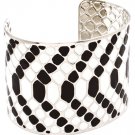 Black & White Bracelet Cuff Metal Casting Enamel 2 Inch Width 32233-041121RDBKW