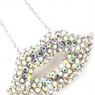 Aurore Boreale Necklace Pendant Crystal Studs Lips Pave Set 1 1 4 Inch Pendant 18 I 113114-1075RDABO