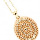 Clear Necklace Pendant Crystal Studs Oval Filigree 1 Inch Pendant 18 Inch Long 113114-1426GDCLR