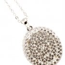 Clear Necklace Pendant Crystal Studs Oval Filigree 1 Inch Pendant 18 Inch Long 113114-1426RDCLR