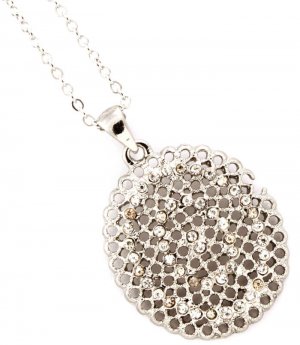 Clear Necklace Pendant Crystal Studs Oval Filigree 1 Inch Pendant 18 Inch Long 113114-1426RDCLR