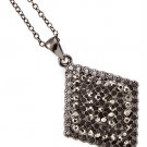 Black Necklace Pendant Crystal Studs Diamond Shape Filigree 1 1 4 Inch Pendant 18 I 113114-1427BNBLK