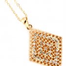 Clear Necklace Pendant Crystal Studs Diamond Shape Filigree 1 1 4 Inch Pendant 18 I 113114-1427GDCLR