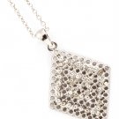 Clear Necklace Pendant Crystal Studs Diamond Shape Filigree 1 1 4 Inch Pendant 18 I 113114-1427RDCLR