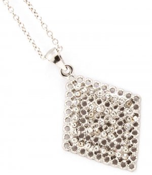 Clear Necklace Pendant Crystal Studs Diamond Shape Filigree 1 1 4 Inch Pendant 18 I 113114-1427RDCLR