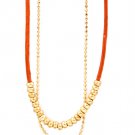 Orange Necklace Multi Strand Bead Chain Faux Leather Chain Bead 18 Inch Long 113114-2251GDORG