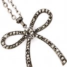 Black Necklace Pendant Crystal Studs Ribbon Pave Set 1 3 4 Inch Pendant 18 Inch Lon 113114-2268BNBLK