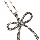 Black Necklace Pendant Crystal Studs Ribbon Pave Set 1 Inch Pendant 18 Inch Long 113114-2269BNBLK