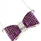 Purple Necklace Pendant Crystal Studs Ribbon Pave Set 15 Mm Pendant 18 Inch Long 113114-2322RDPUR