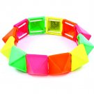 Multi Colored Bracelet Stretch Pyramid Shape 16 Mm Width 11312-1389MLT