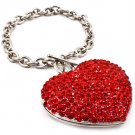 Red Bracelet Toggle Metal Casting Heart Crystal Studs Pave Set 1 3 4 Inch Heart 9 In 11312-1456RDRED