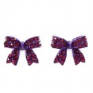 Purple Earring Post Earring Crystal Studs Ribbon Pave Set 9 Mm Drop 11315-1278PRA