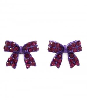 Purple Earring Post Earring Crystal Studs Ribbon Pave Set 9 Mm Drop 11315-1278PRA