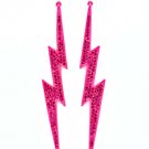 Fuschia Earring Linear Drop Fish Hook Crystal Studs Thunder Shape Pave Set 5 1 4 Inch  11315-1361FSH
