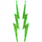 Green Earring Linear Drop Fish Hook Crystal Studs Thunder Shape Pave Set 5 1 4 Inch Dr 11315-1361GRN