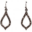 Black Earring Fish Hook Crysatl Studs 1 Inch Drop 11315-1523BNBLK