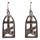 Black Earring Fish Hook Cross Metal Casting 1 Inch Drop 11315-1524BNBLK