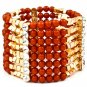 Brown Bracelet Stretch Mixed Bead Crystal Studs Marbles 1 3 4 Inch Drop 116112-2088GDBRO