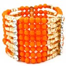 Orange Bracelet Stretch Mixed Bead Crystal Studs Marbles 1 3 4 Inch Drop 116112-2088GDORG