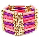 Purple Bracelet Stretch Mixed Bead Formica 1 3 4 Inch Width 116112-2093GDPUR
