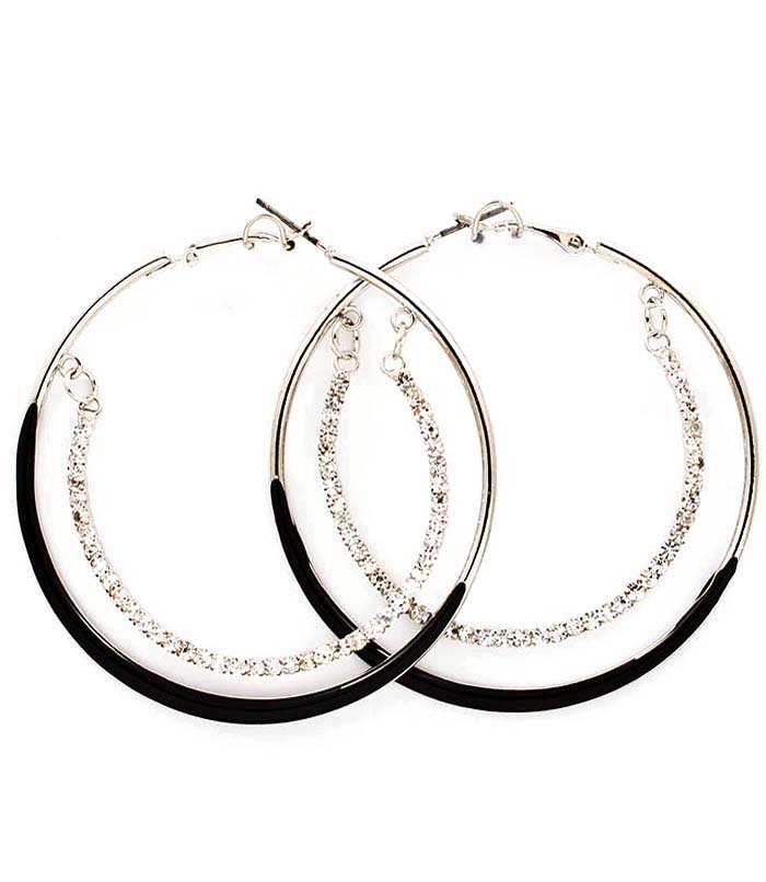 Black Earring Pin Catch Hoop Earring Crystal Studs Prong Set Enamel 2 1