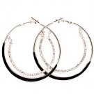 Black Earring Pin Catch Hoop Earring Crystal Studs Prong Set Enamel 2 1 4 Inch Drop 116115-2664RDBLK