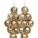Black Earring Fish Hook Cascade Discs Rose Pattern Texture 3 1 2 Inch Drop 11615-1078GDBLK