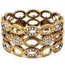 Clear Bracelet Stretch Crystal Studs Oval Metal Casting 1 Inch Width 11622-3019BOCLR