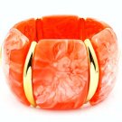 Orange Bracelet Stretch Acrylic Faceted 1 3 4 Inch Width 11632-1068GDORG