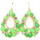 Green Earring Fish Hook Crystal Studs Tear Drop Formica Faceted 1 3 4 Inch Drop 121175-6795GDGRN