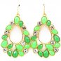 Green Earring Fish Hook Crystal Studs Tear Drop Formica Faceted 1 3 4 Inch Drop 121175-6795GDGRN