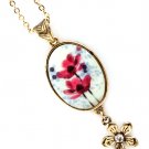 Pink Necklace Pendant Metal Casting Crystal Stud Flower Flower Print Texture 2 Inc 12141430-362AGPNK