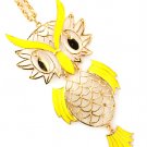 Yellow Necklace Long Necklace Pendant Owl Oval Enamel Rope Chain Moving Joint 4 1  12141430-630GDYEW