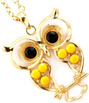 Yellow Necklace Long Necklace Pendant Stud Owl Formica 2 1 4 Inch Pendant 30 Inch  12141430-631GDYEW