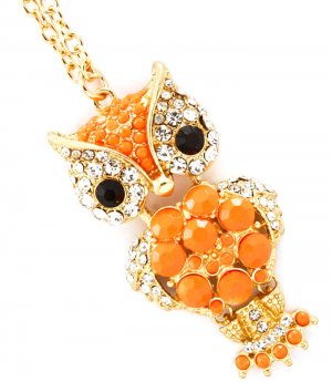 Orange Necklace Long Necklace Pendant Crystal Studs Owl Formica Moving Joint 2 1 4 12141430-632GDORG