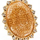 Clear Ring Adjustable Stretch Crystal Studs Oval Luctie Stone 2 Inch Tall 12141828-190GDCLR