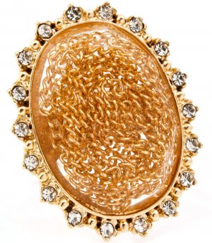 Clear Ring Adjustable Stretch Crystal Studs Oval Luctie Stone 2 Inch Tall 12141828-190GDCLR