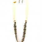 Cream Necklace Long Necklace Metal Link Ribbon Texture 42 Inch Long 12141929-100TTCRM
