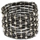 Clear Bracelet Stretch Multi Strand Crystal Studs Metal Bead Bamboo Style 2 Inch Wi 1214229-023BNCLR