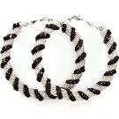 Silver Colored Earring Pin Catch Hoop Bead Chain Interlaced Metal Casting 2 1 4 Inc 1214528-679TTSIV