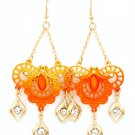 Orange Earring Chandelier Drop Fish Hook Crystal Studs Navette Acrylic Stone Fringe 1214528-724GDORG